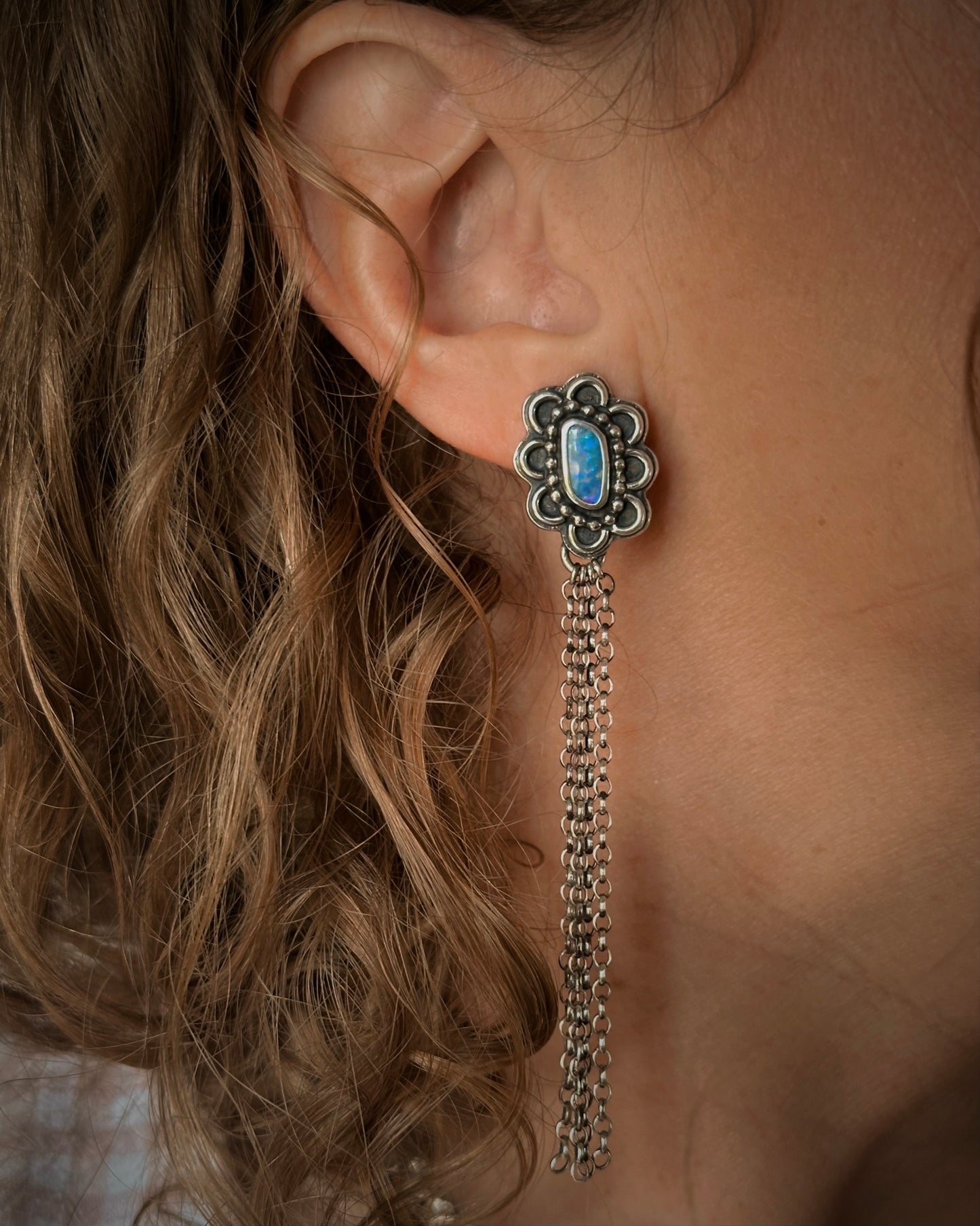 Opal Glow Fringe Earrings