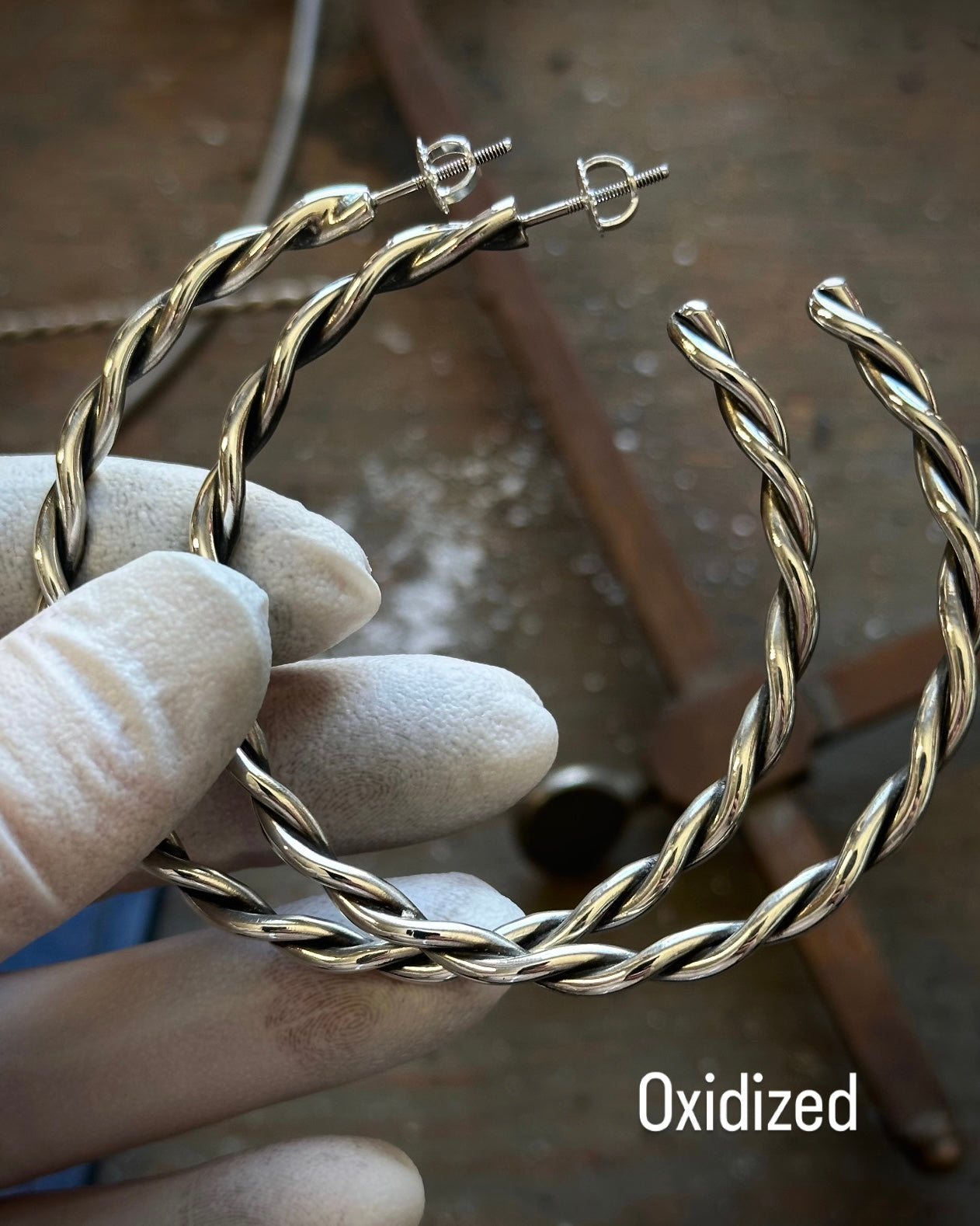 Large Roped Hoop Earrings - made to order
