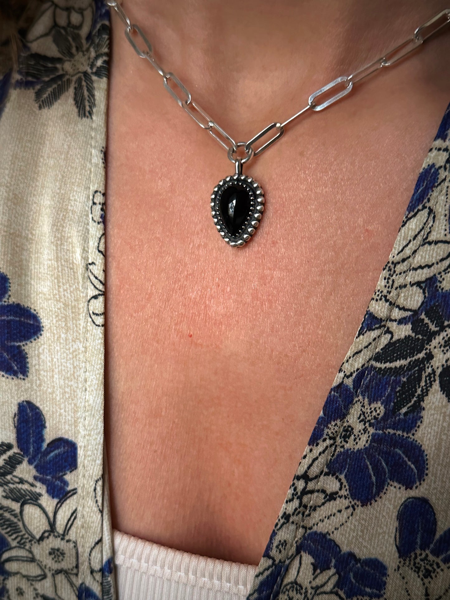 Black Onyx Chunky Cable Chain Necklace - made to order