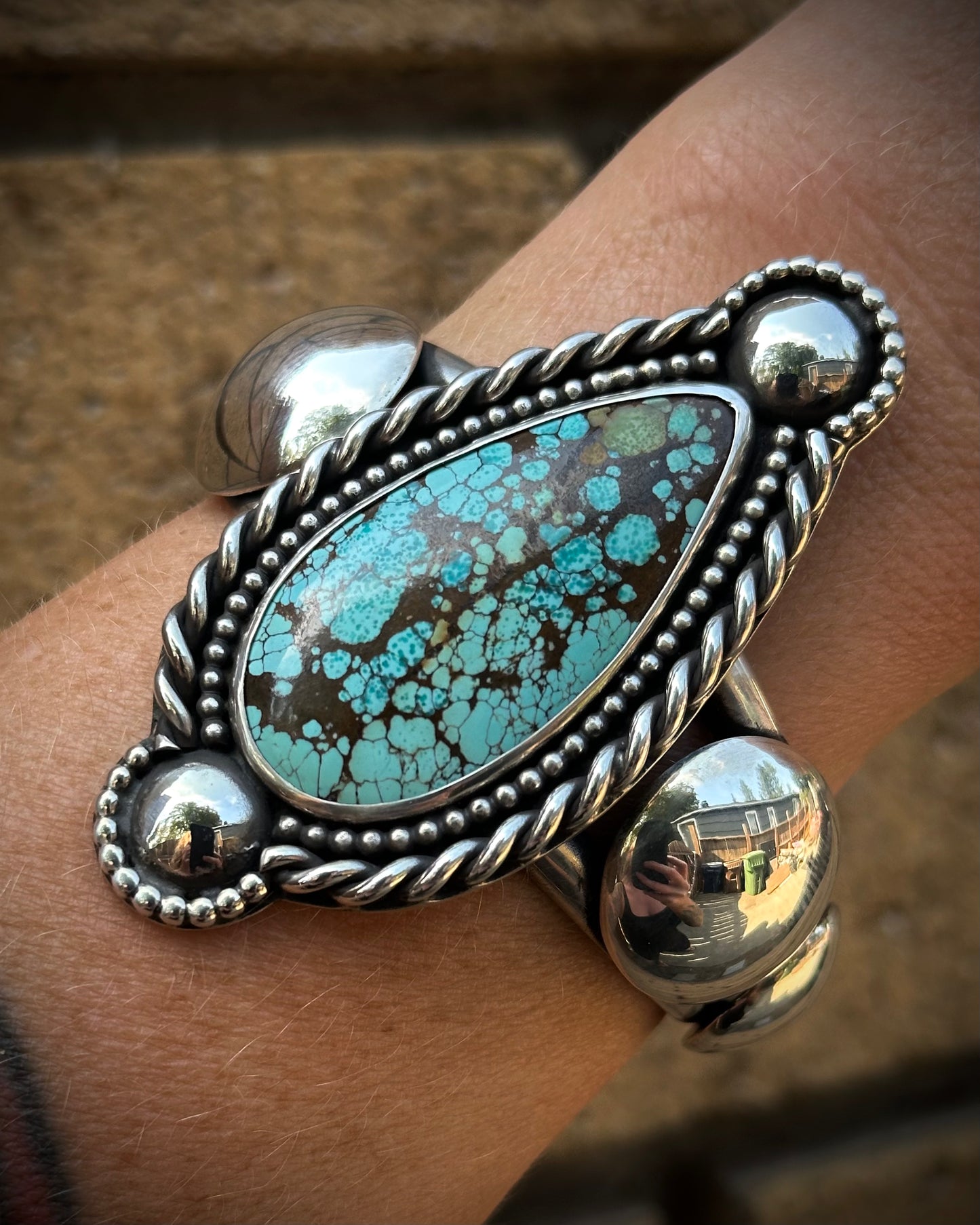 Number 8 Turquoise Teardrop Cuff