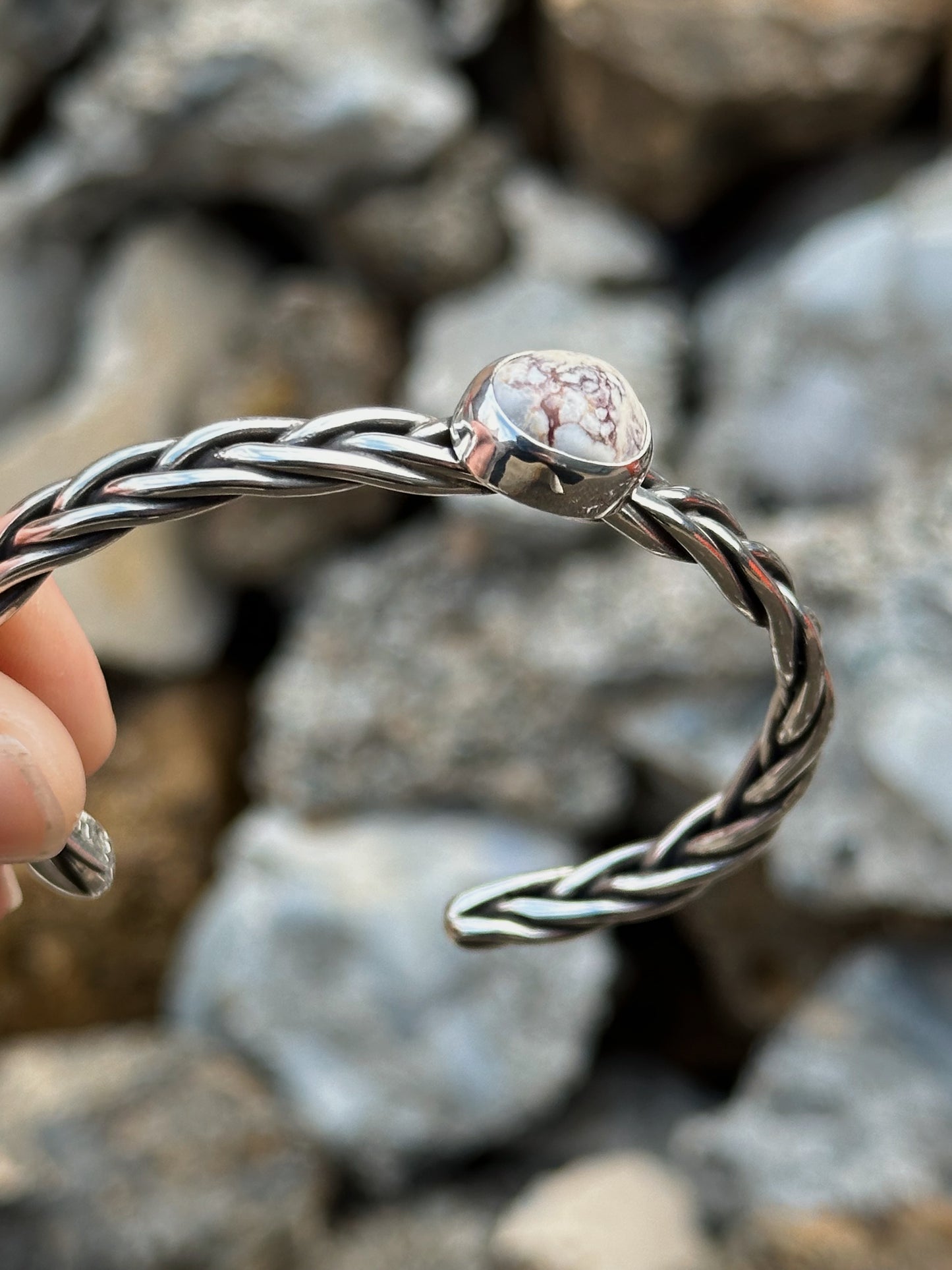 Braided Silver Cuff {5" around with 1" opening}
