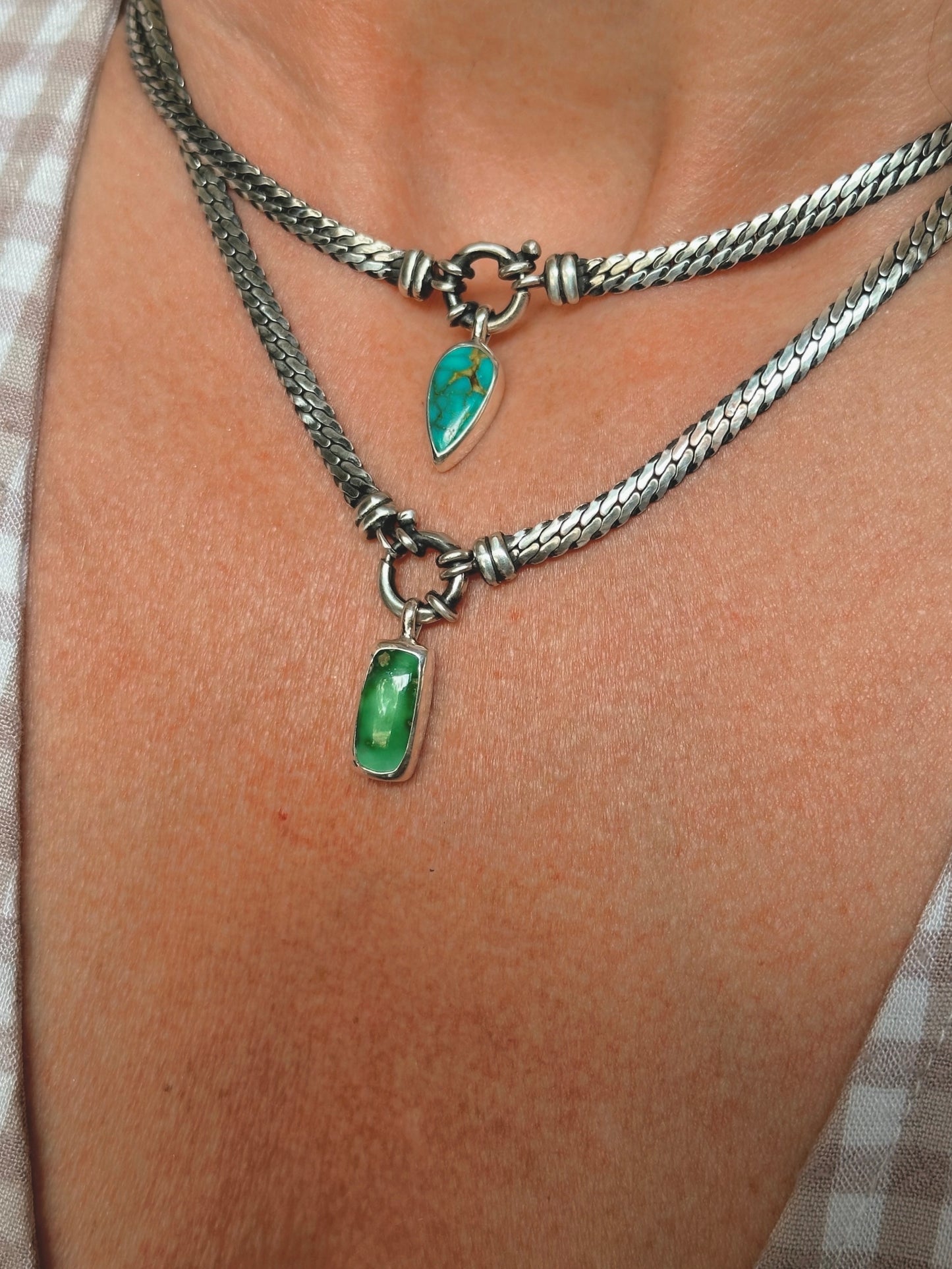 Turquoise Charm Necklace 18" Chain