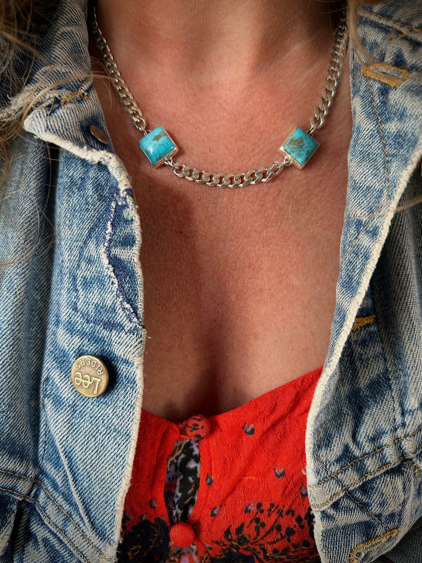 Kingman Turquoise Snake Eyes Necklace