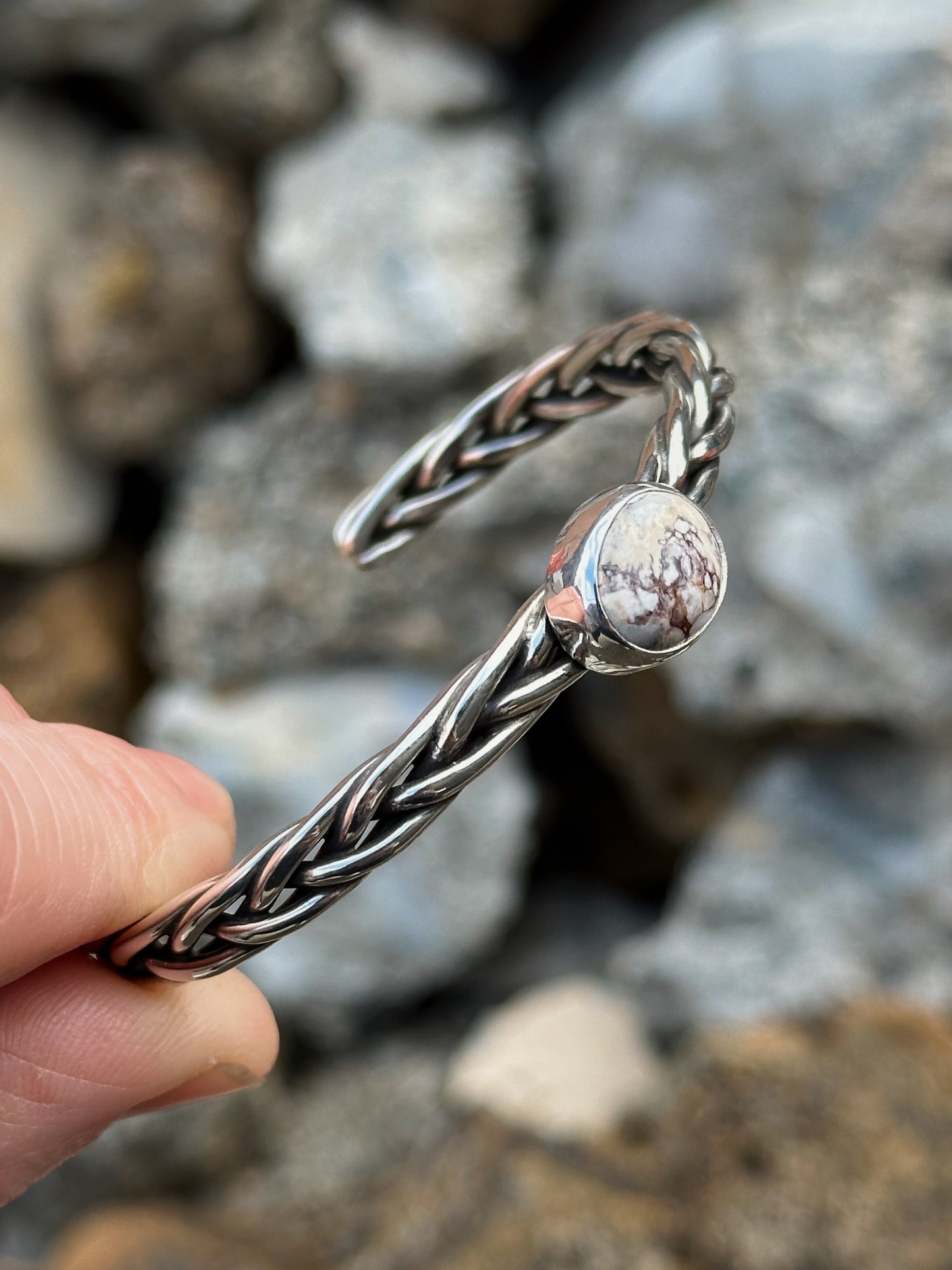 Braided Silver Cuff {5" around with 1" opening}