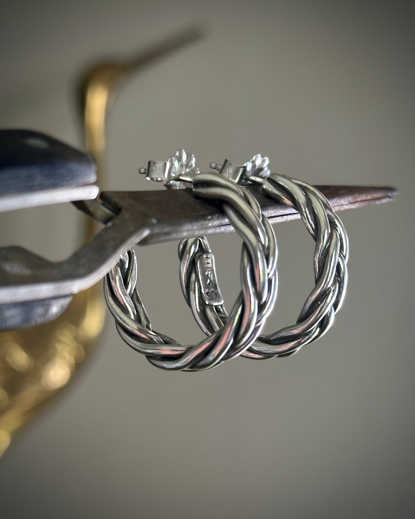 Braided Silver Hoop Earrings