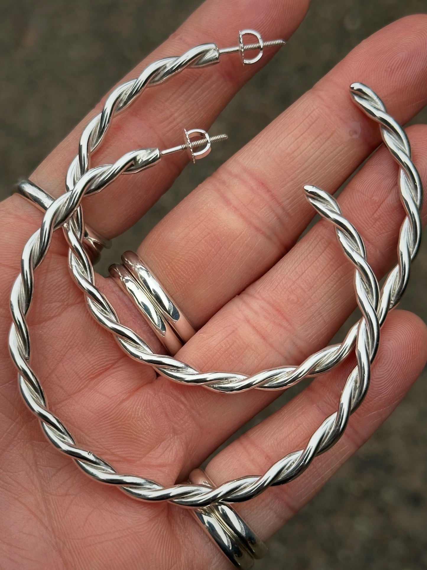 Large Roped Hoop Earrings - made to order