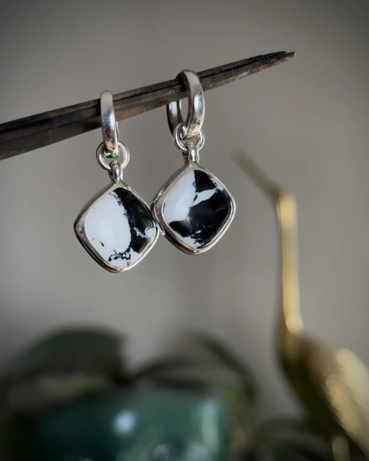 White Buffalo Huggie Hoop Earrings