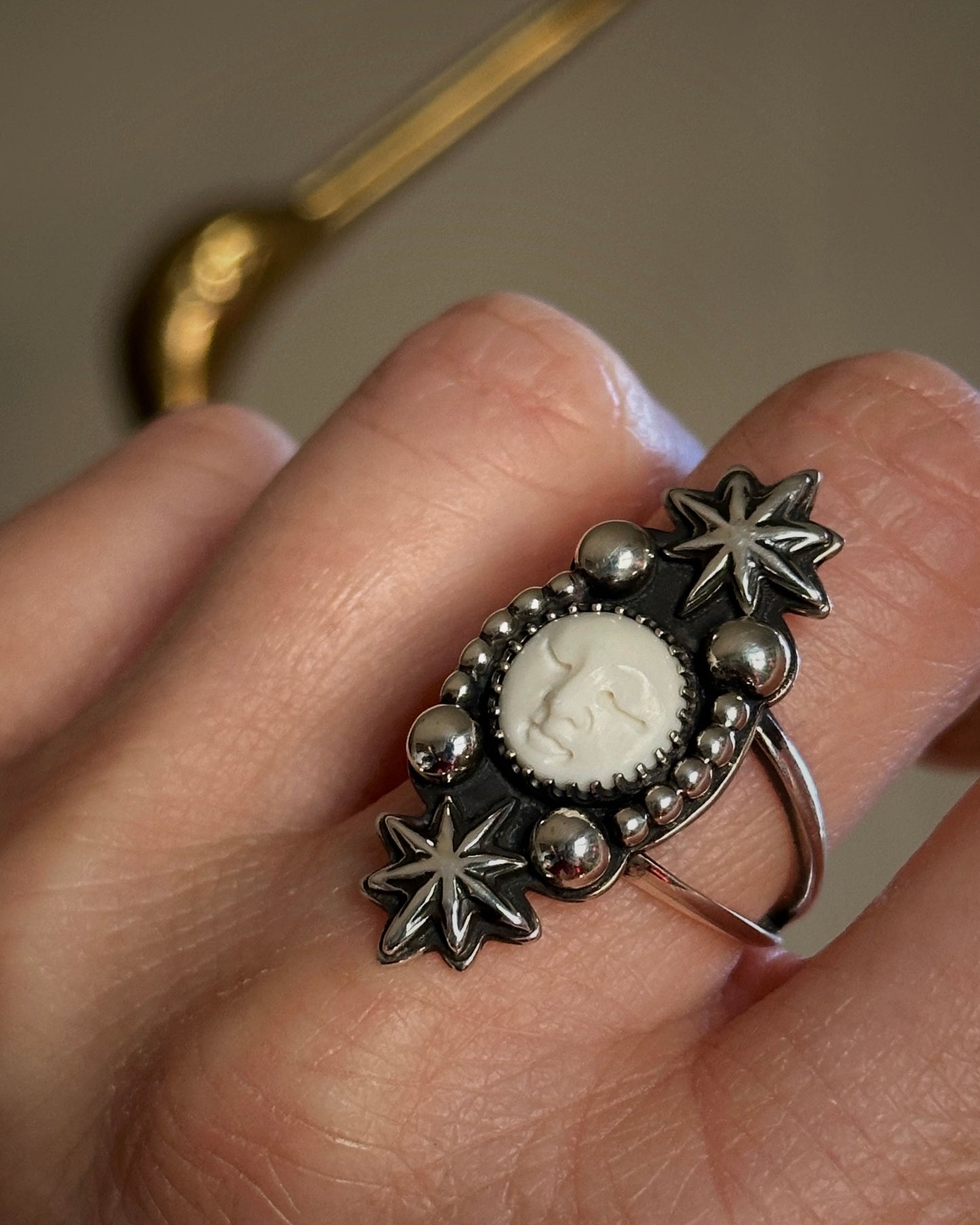 Man In The Moon Ring {sz 7.25} - ready to ship