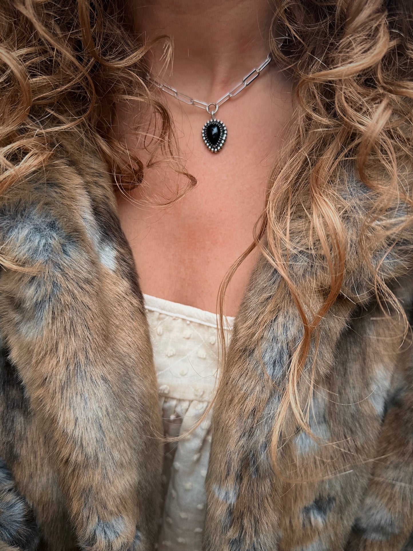 Black Onyx Chunky Cable Chain Necklace - made to order