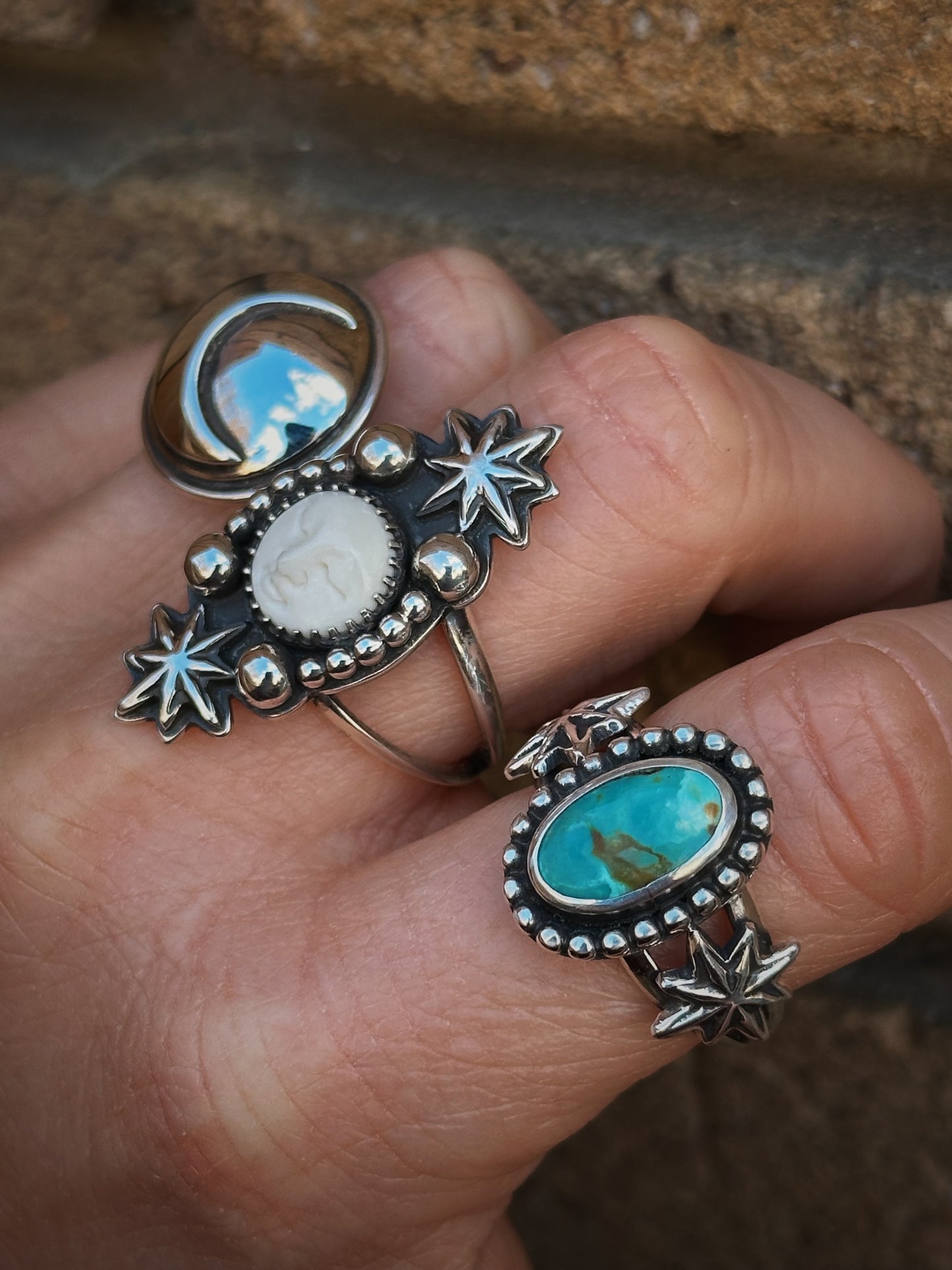 Man In The Moon Ring {sz 7.25} - ready to ship