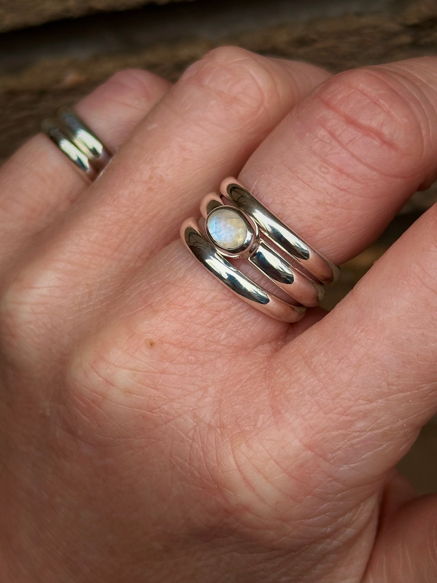 Rainbow Moonstone Ring - made to order