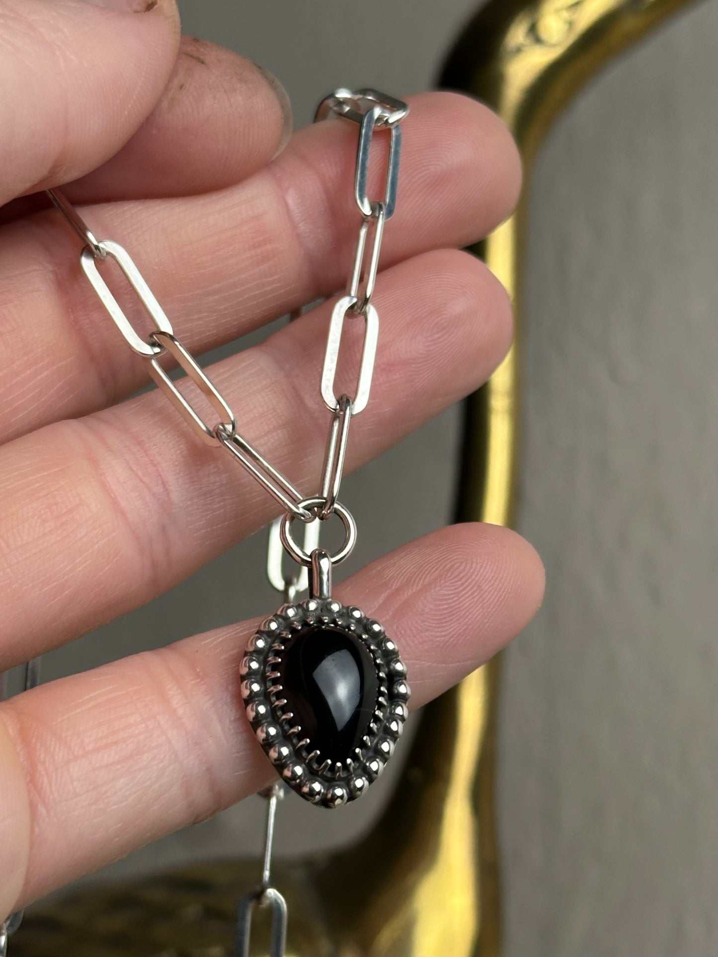 Black Onyx Chunky Cable Chain Necklace - made to order