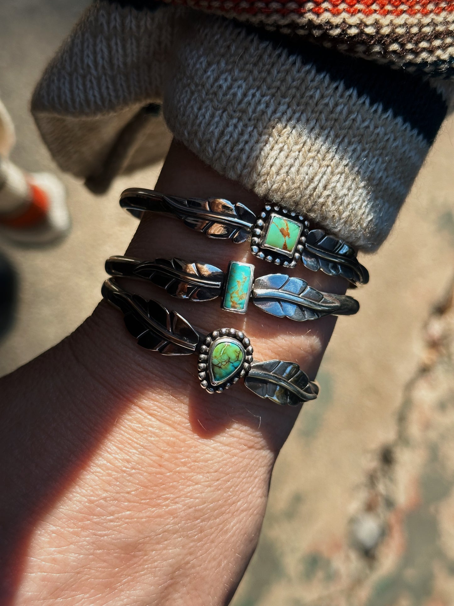 Turquoise + Folia Sterling Cuff (5.5" with 1" opening)