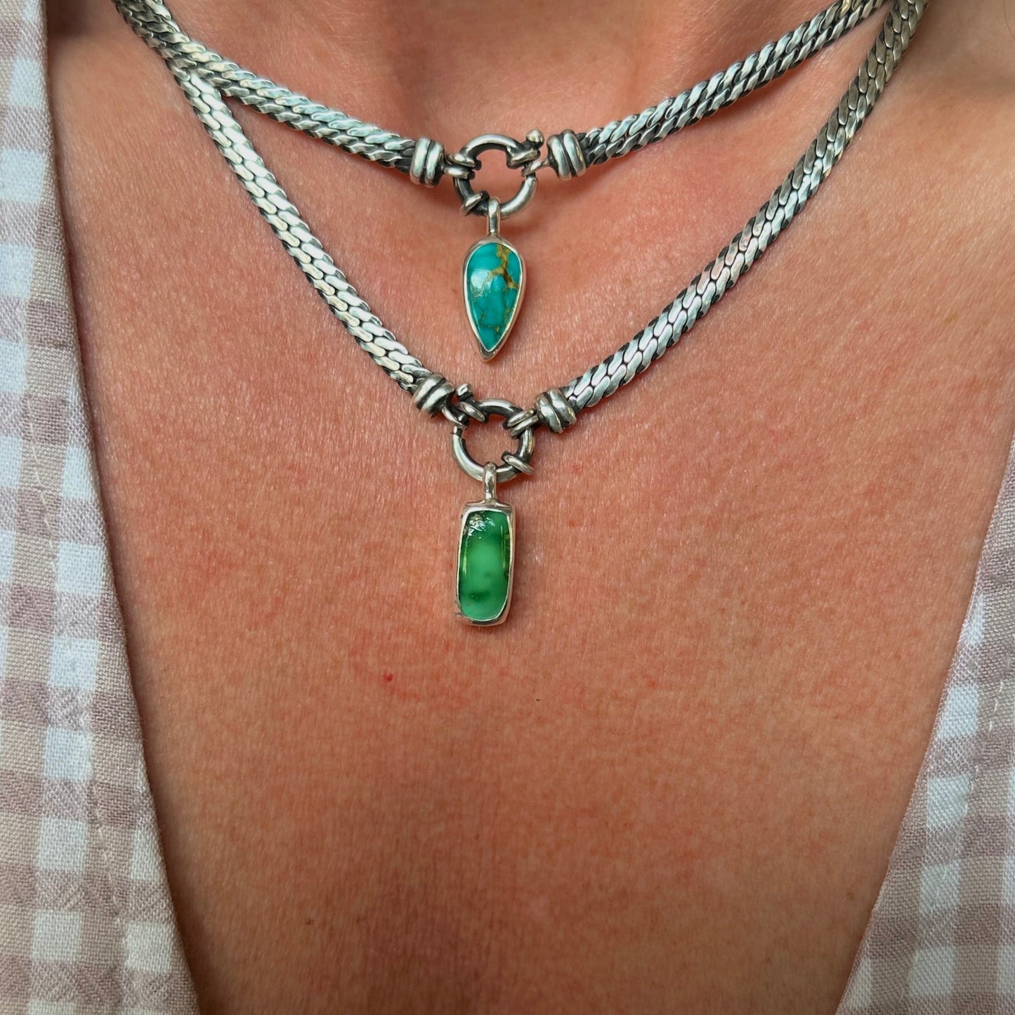 Turquoise Charm Necklace 16" Chain