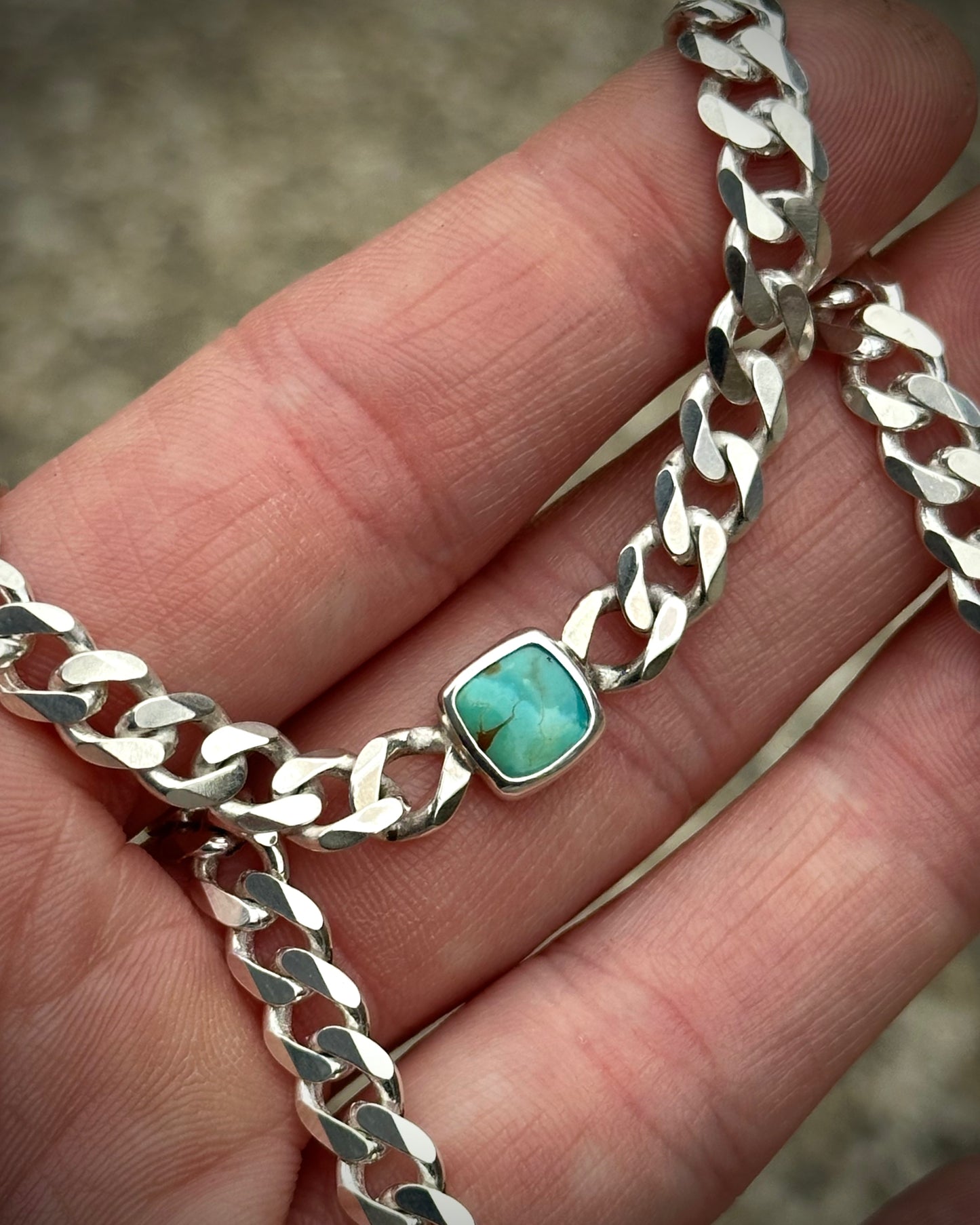 Turquoise + Curb Chain Choker