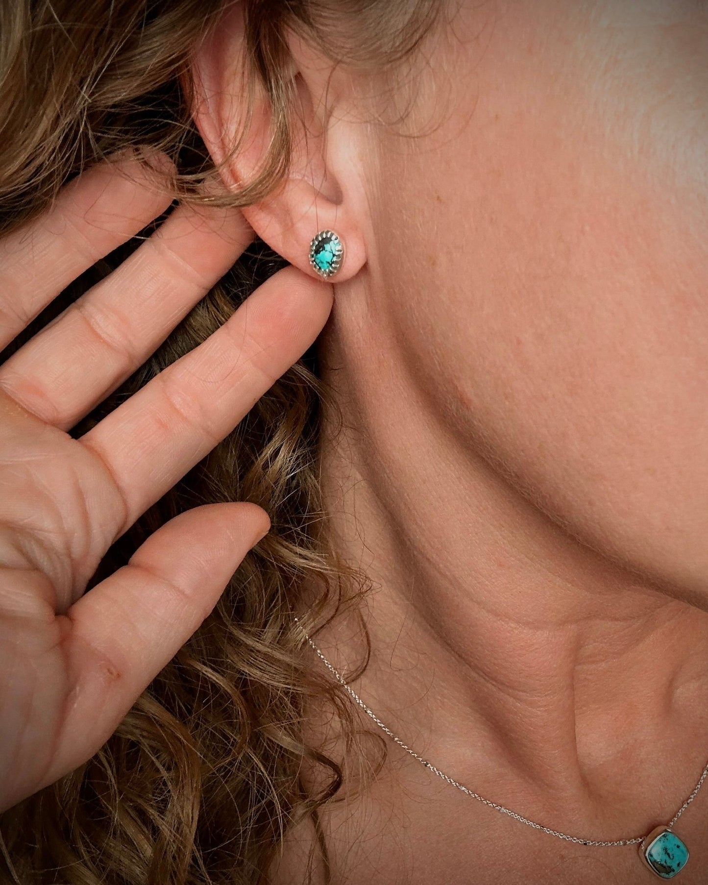 Turquoise & Silver Stud Earrings