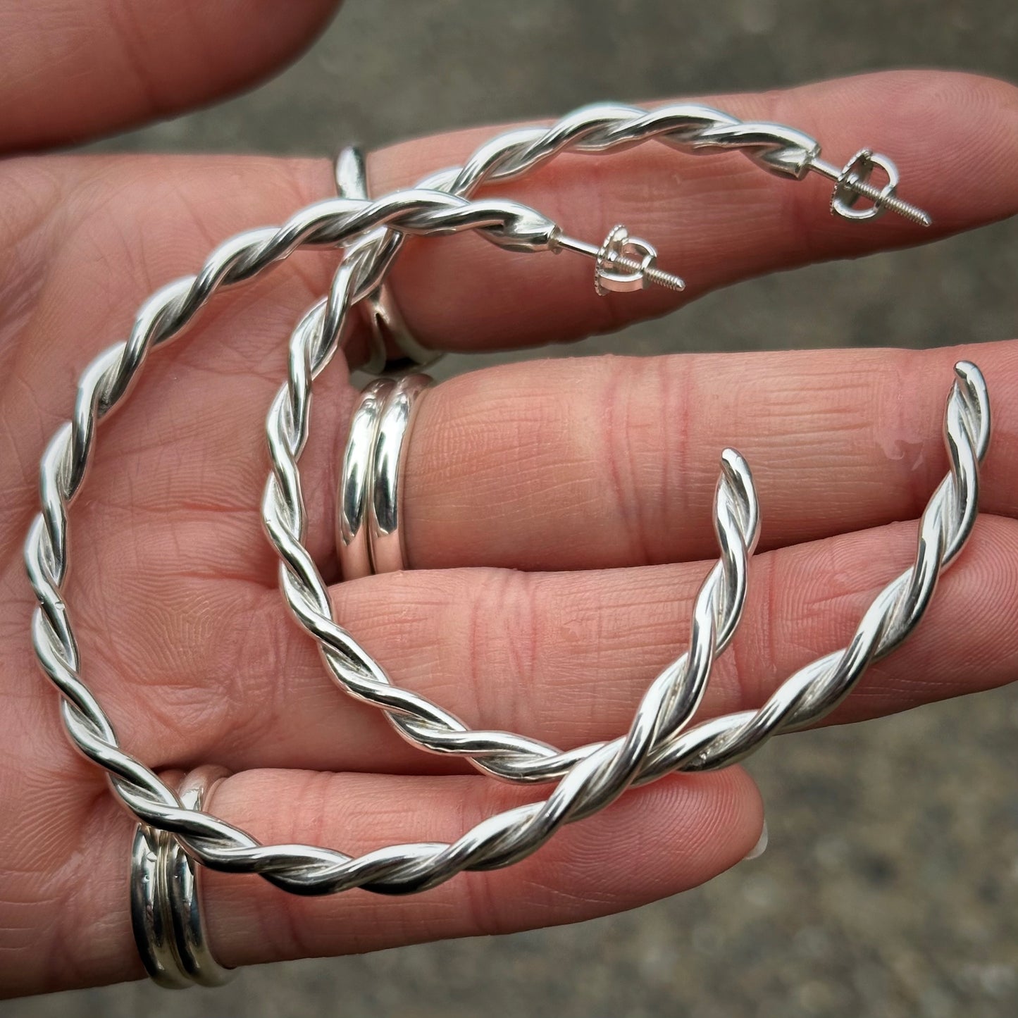 Large Roped Hoop Earrings - made to order