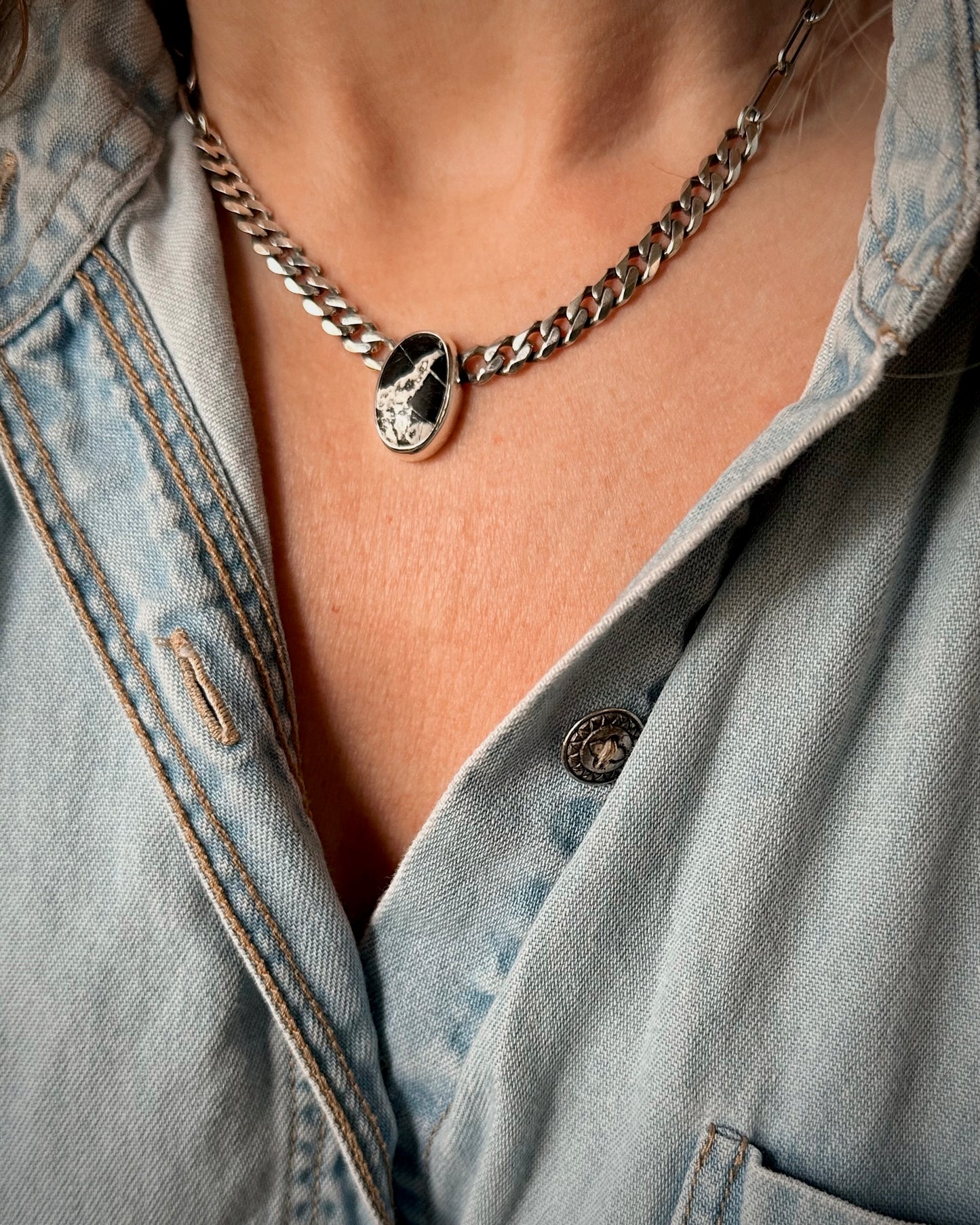 White Buffalo Mixed Chain Necklace