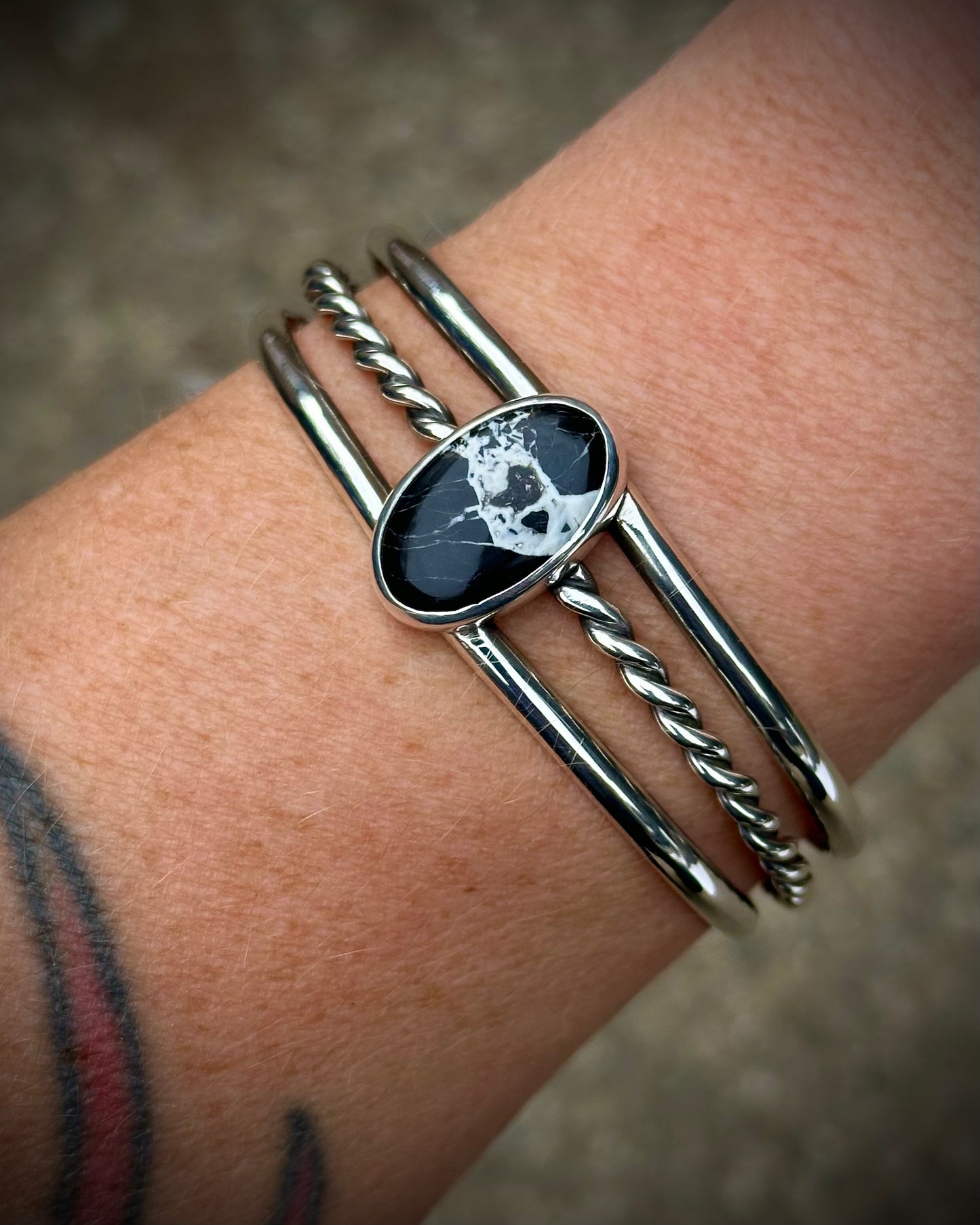 White Buffalo Three Band Cuff {sz. 5.5" around with a 1" opening}