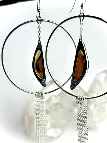 Montana Agate Honey + Fringe Earrings