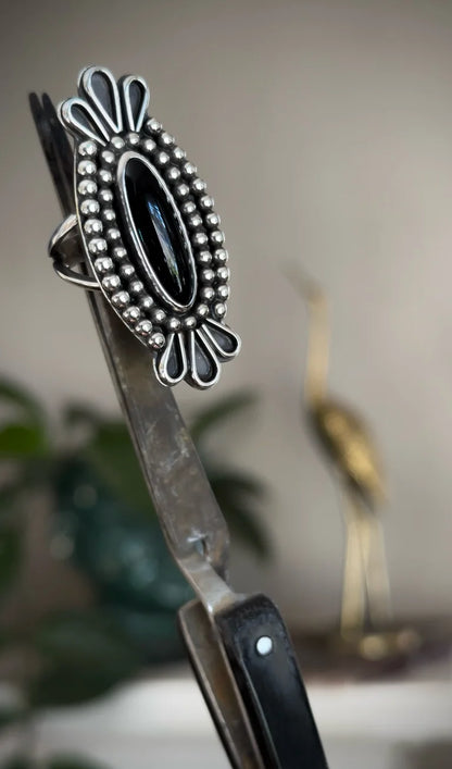 Black Onyx Cocktail Ring {size 7}