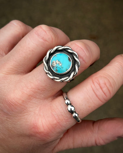 Nacozari Turquoise Roped Statement RIng {sz 8}