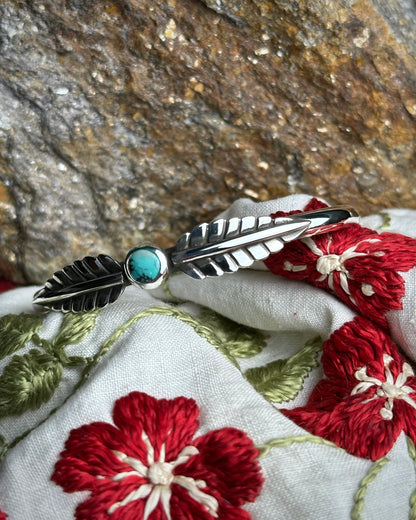 #1 Turquoise Floral Stacking Cuff {5.25" around 1" opening}