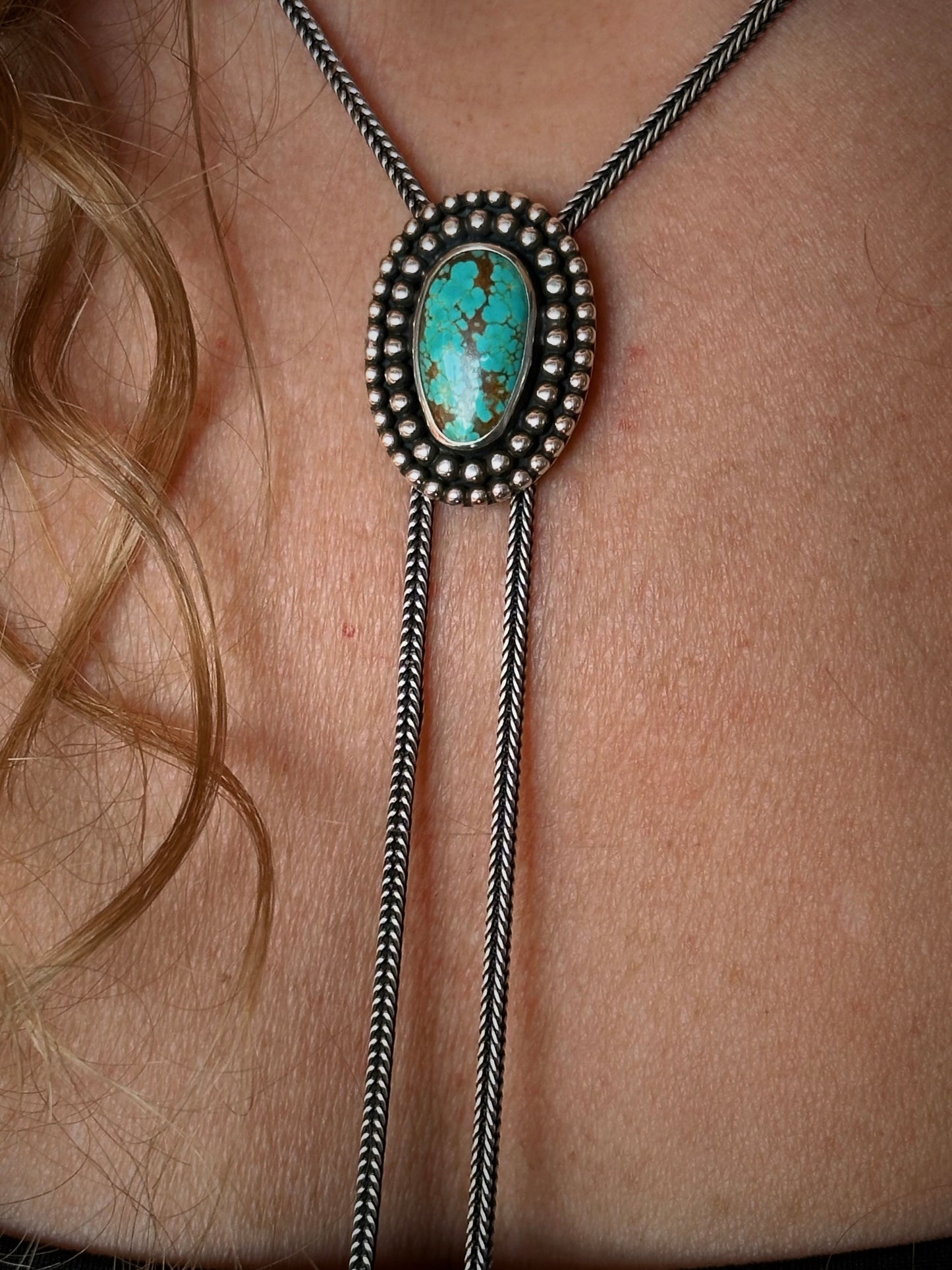 Number 8 Turquoise Chain Bolo