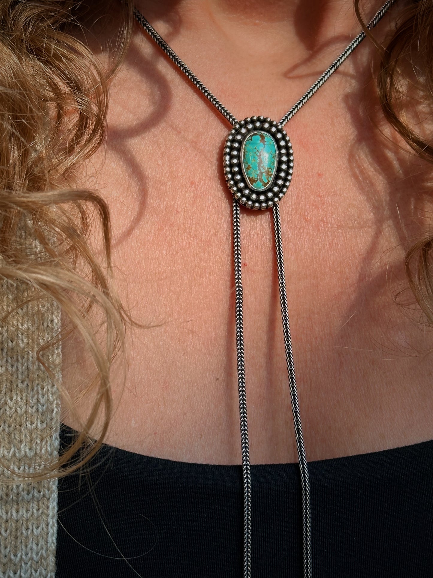 Number 8 Turquoise Chain Bolo