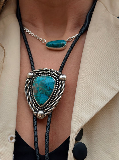 Chrysocolla + Malachite Bone Necklace