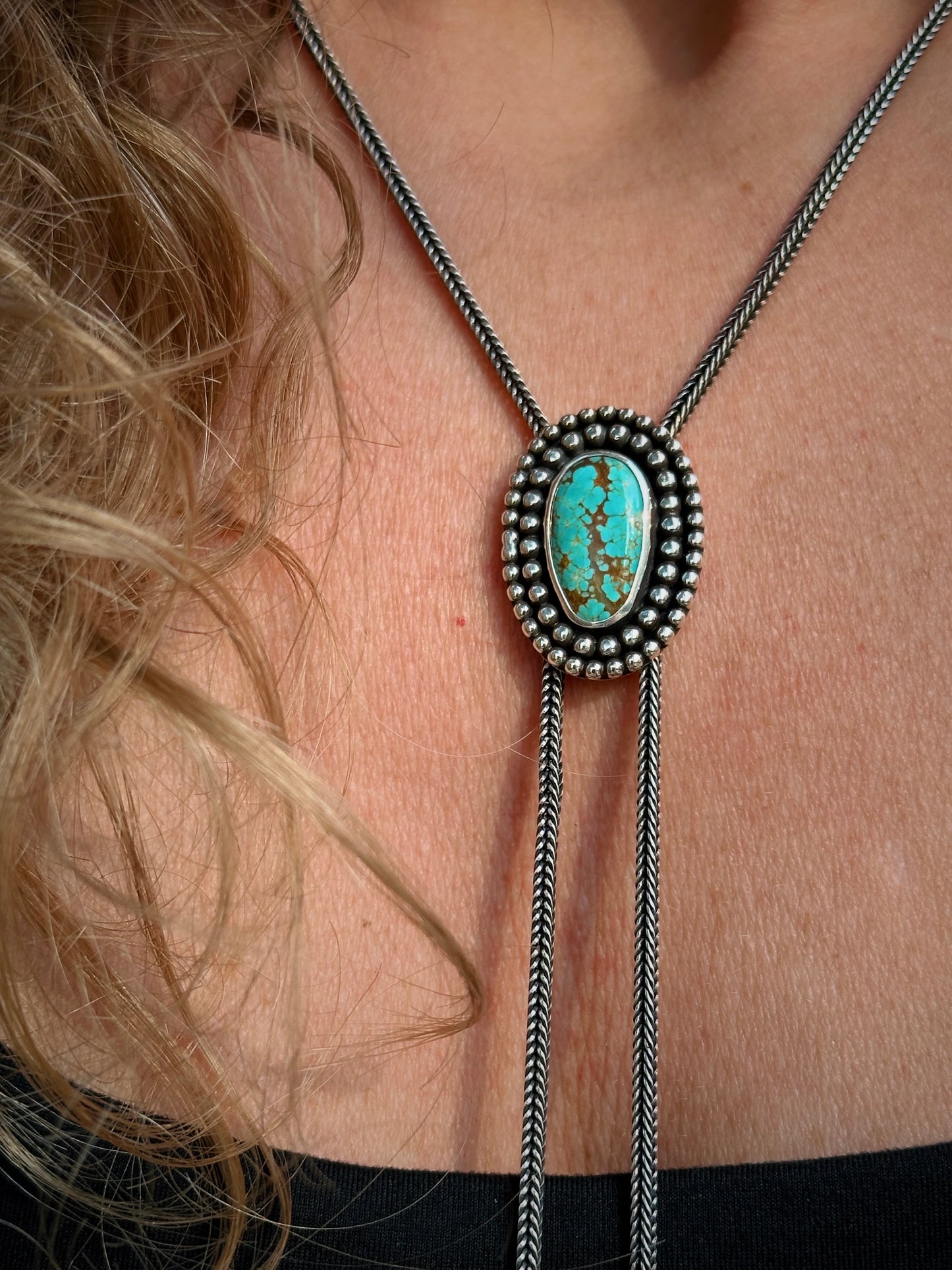 Number 8 Turquoise Chain Bolo