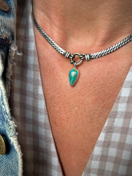 Turquoise Charm Necklace 16" Chain