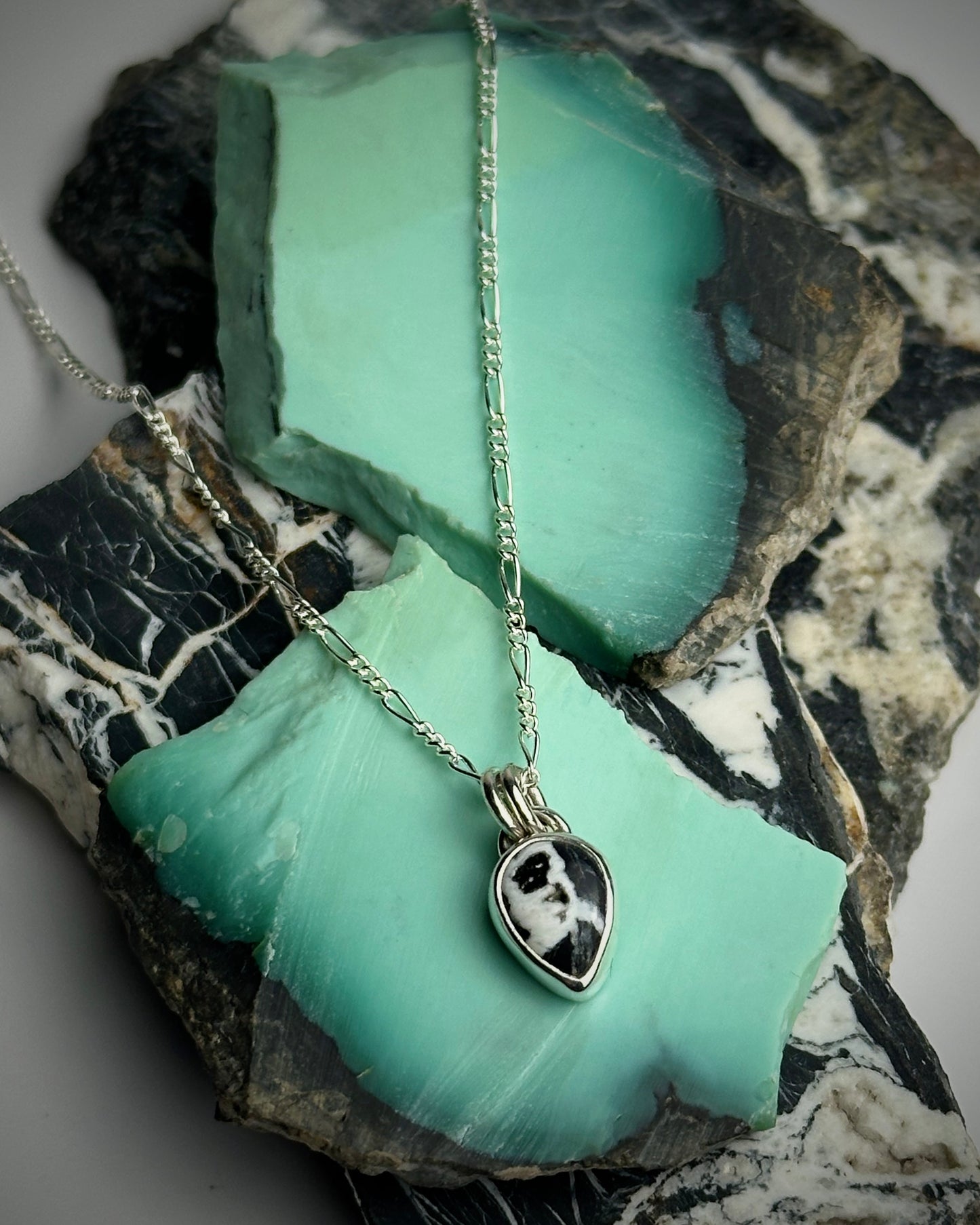 White Buffalo Charm Necklace 16" chain