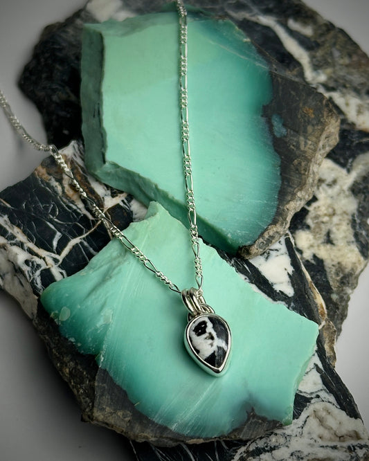 White Buffalo Charm Necklace 16" chain