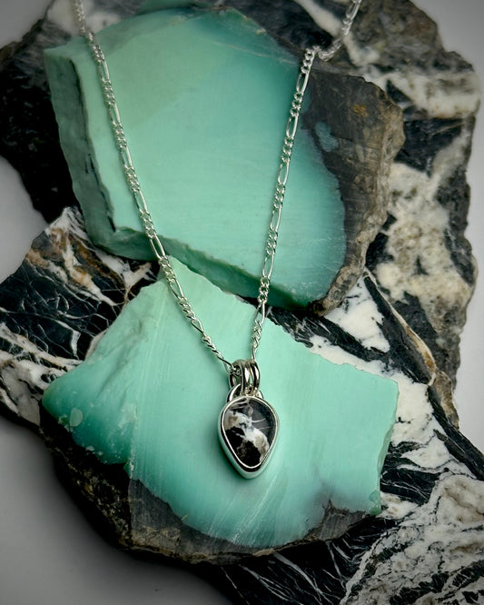 White Buffalo Charm Necklace 18" chain