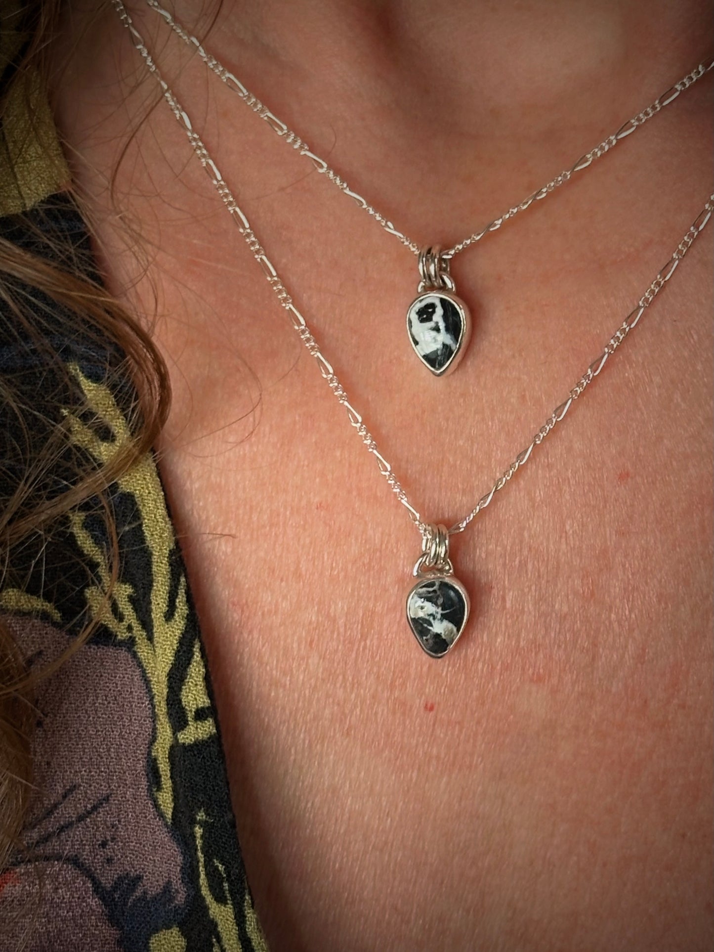 White Buffalo Charm Necklace 18" chain