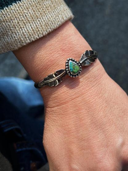 Turquoise + Folia Sterling Cuff (5.25" with .75" opening)