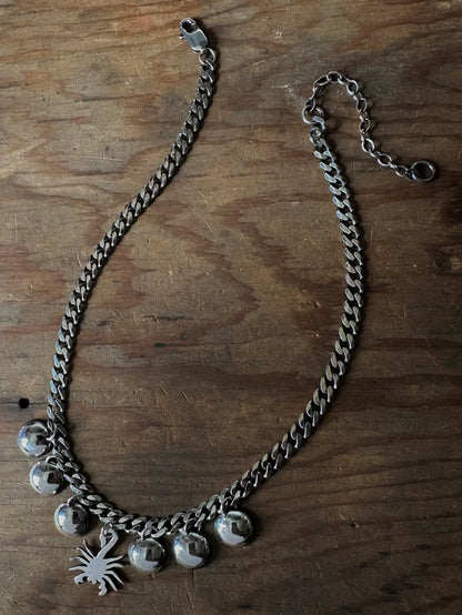 Curb Chain & Dome Collar With Scorpion Charm