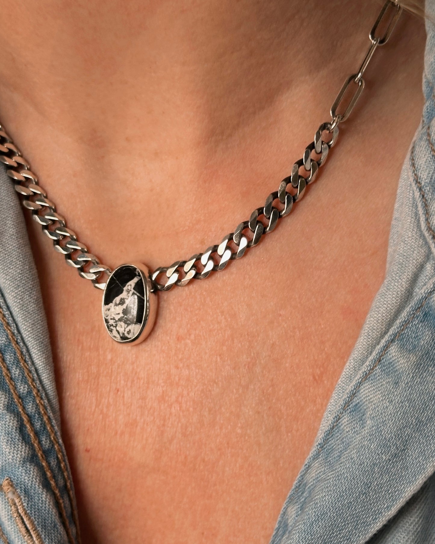 White Buffalo Mixed Chain Necklace