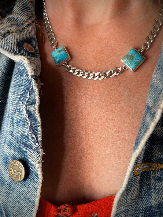 Kingman Turquoise Snake Eyes Necklace