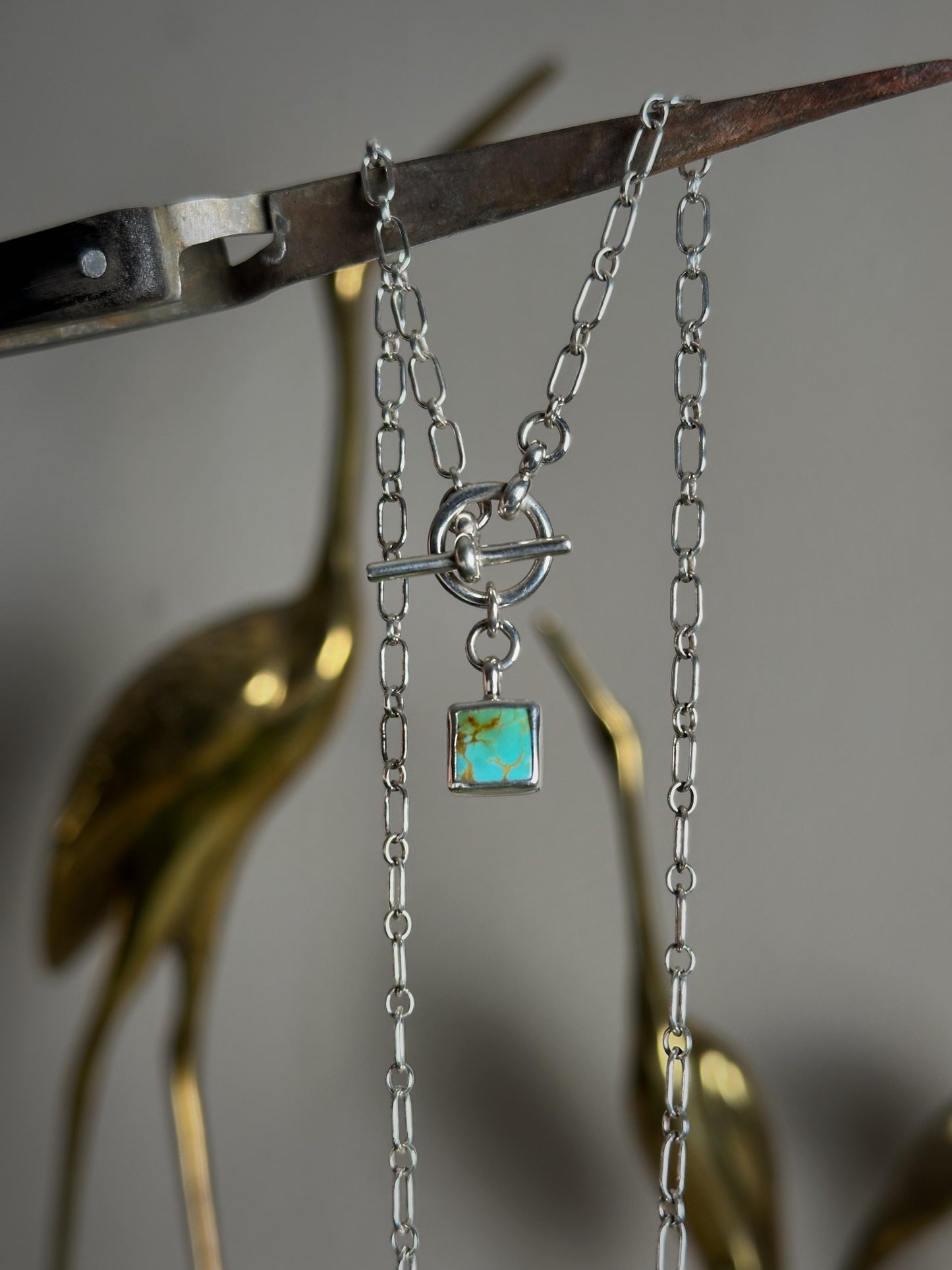 Turquoise Square Petite Toggle Necklace