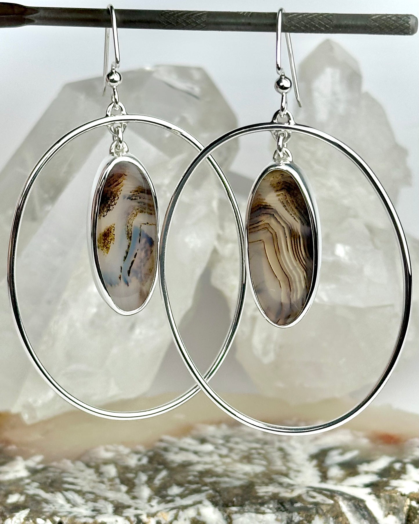 Montana Agate Woodland Hoops