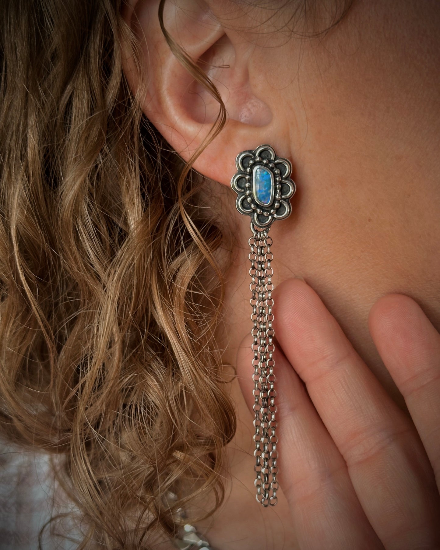 Opal Glow Fringe Earrings