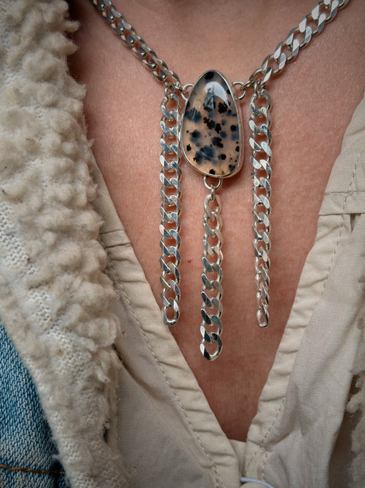 Montana Agate Sterling Fringe Necklace