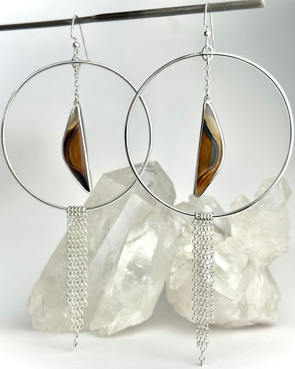 Montana Agate Honey + Fringe Earrings