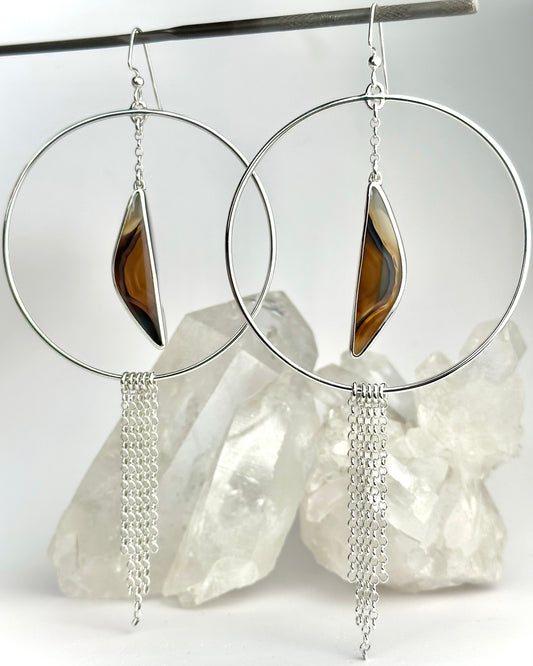 Montana Agate Honey + Fringe Earrings