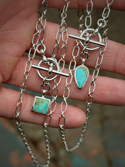 Turquoise Square Petite Toggle Necklace