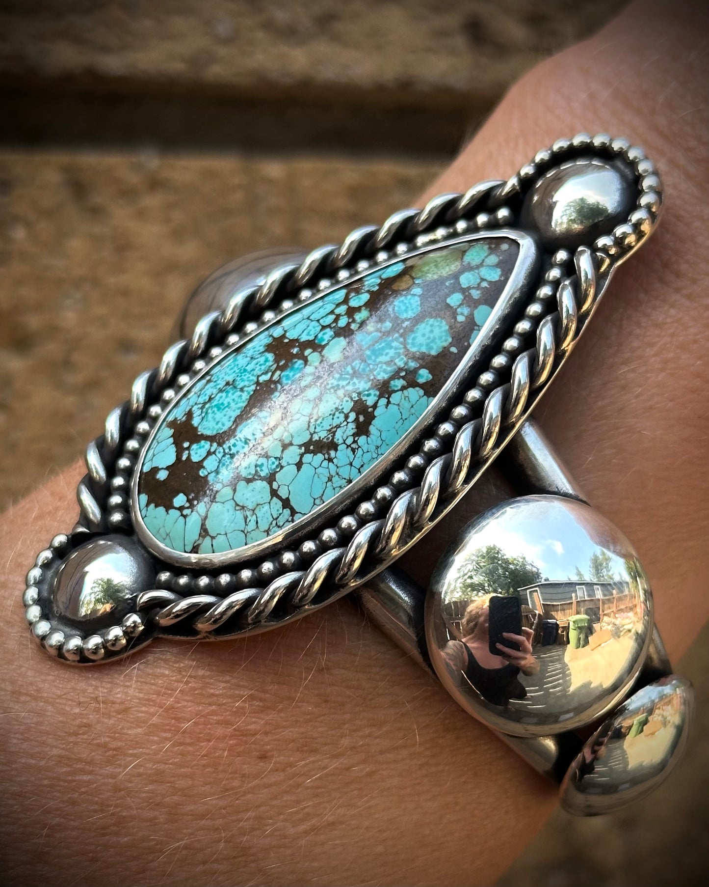 Number 8 Turquoise Teardrop Cuff