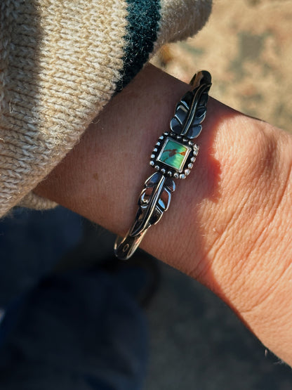 Turquoise + Folia Sterling Cuff (5.75 " with 1" opening)