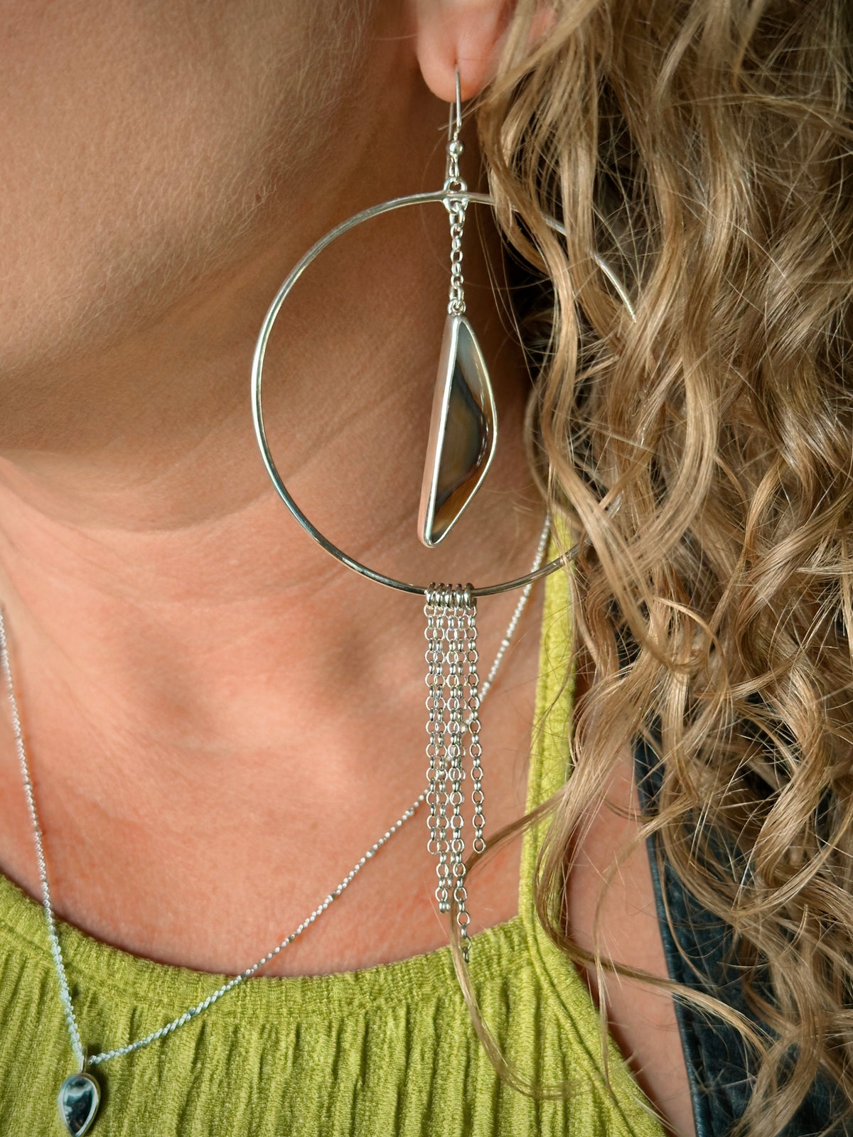 Montana Agate Honey + Fringe Earrings